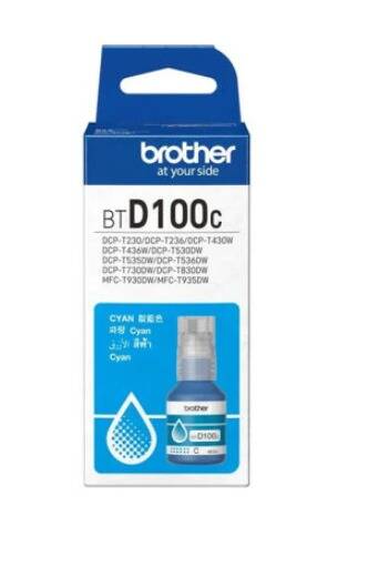 Brother BTD100C Original Ultra High Yield Cyan Ink Bottle - 1
