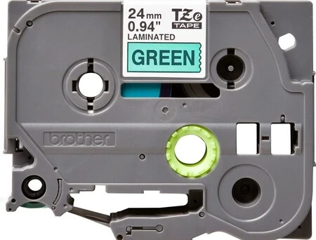 Brother TZe-751 24mm Yeşil üzerine Siyah Laminasyonlu Etiket - Brother