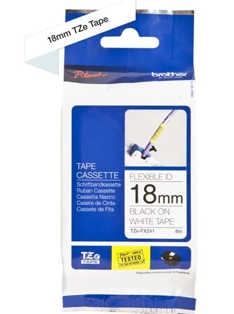 Brother TZe-FX2b 18mm Black on White Flexible Label - 2