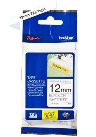 Brother TZe-S231 12mm Black on White Strong Adhesive Label - 2
