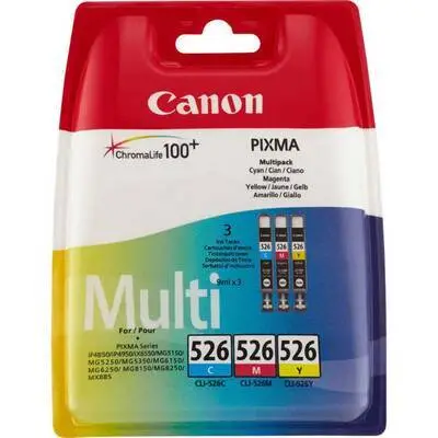 Canon CLI-526 Orijinal Mavi/Kırmızı/Sarı 3'lü Multipack - 1