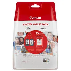 Canon PG46-CL56 Siyah ve Renkli Kartuşlu Avantajlı Paketi - Canon
