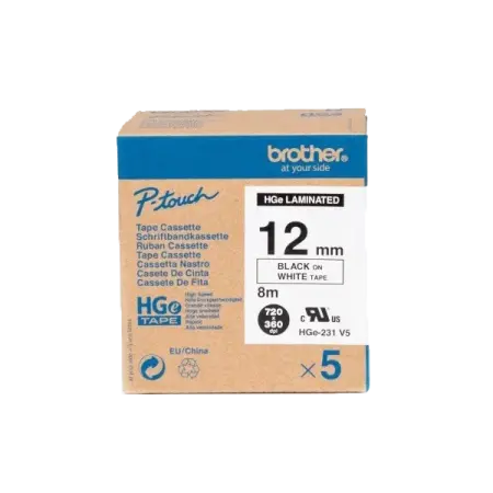 HGe-251 24mm Beyaz Siyah Yüksek Kaliteli Laminasyonlu Etiket - Brother