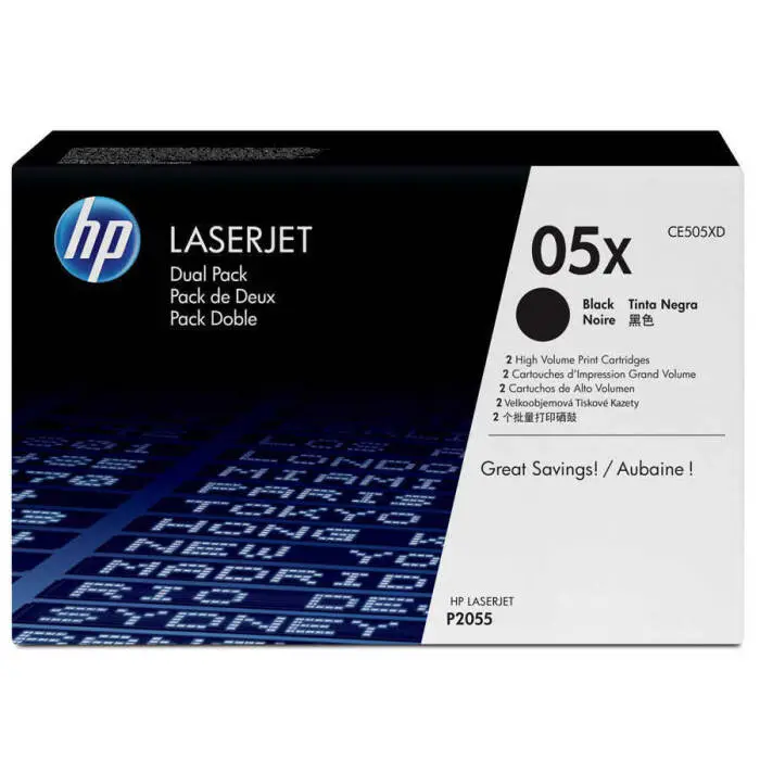 HP 05X / CE505XD Black Original Toner High Capacity Twin Pack - 1