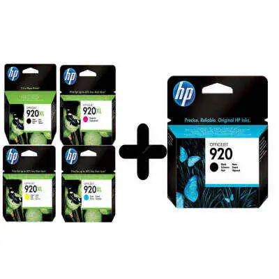 HP 920XL Set + 920 Siyah Orijinal Kartuş - 1