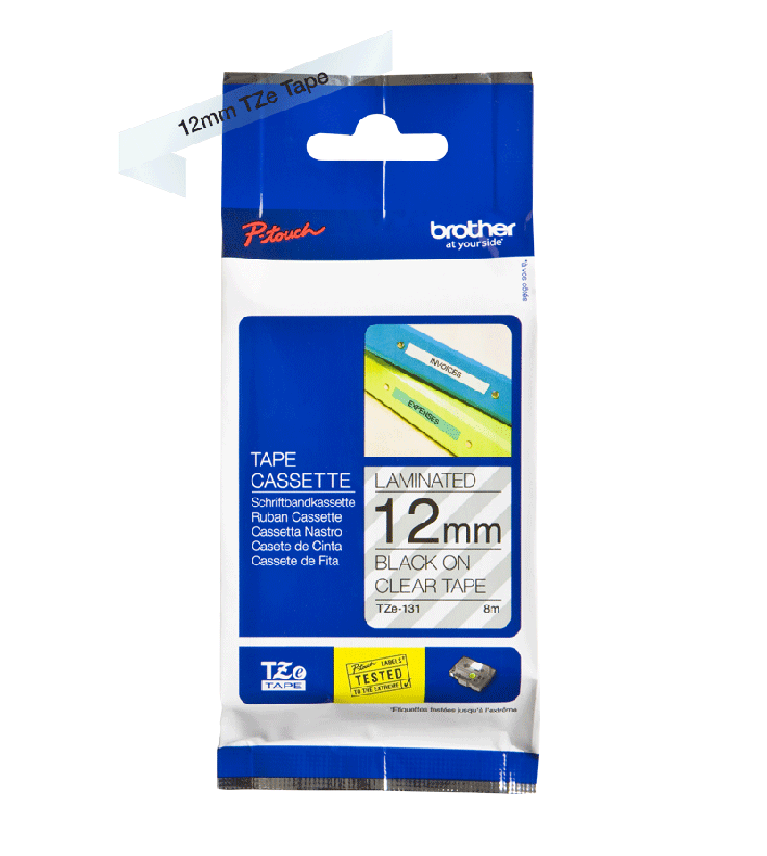 TZe-131 12mm Black on Clear Laminated Label - 2