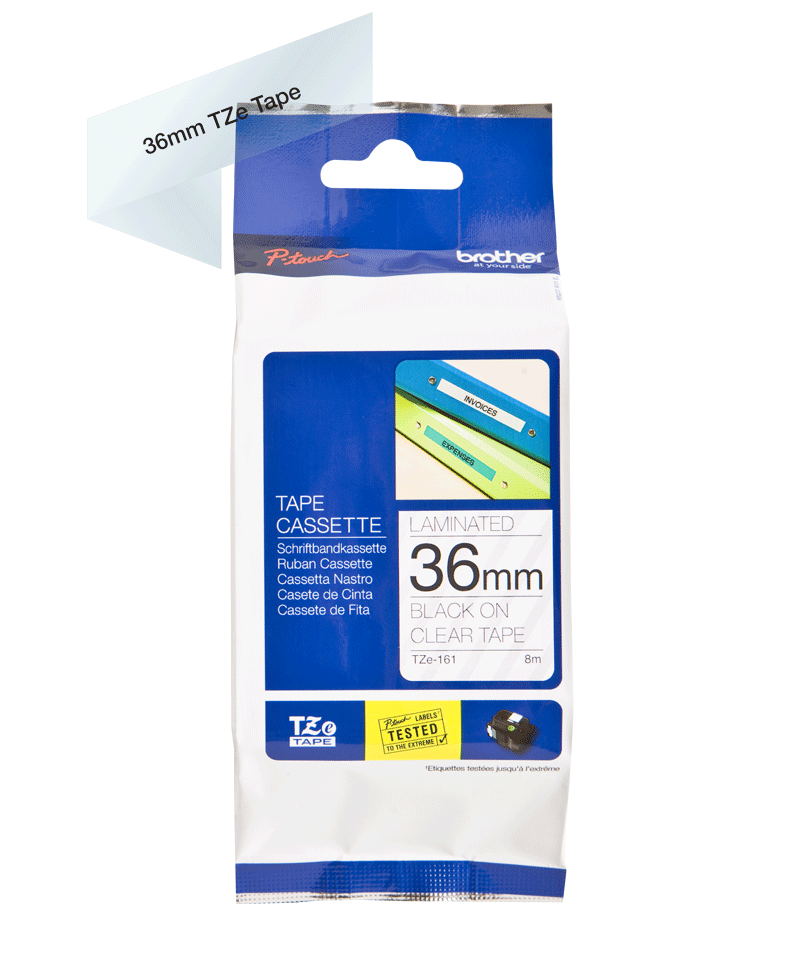 TZe-161 36mm Black on Clear Laminated Label - 2