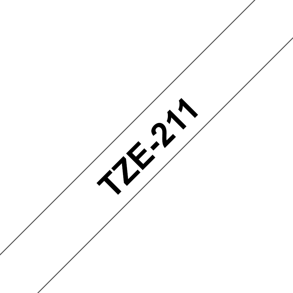 TZe-211 6mm Black on White Laminated Label - 3
