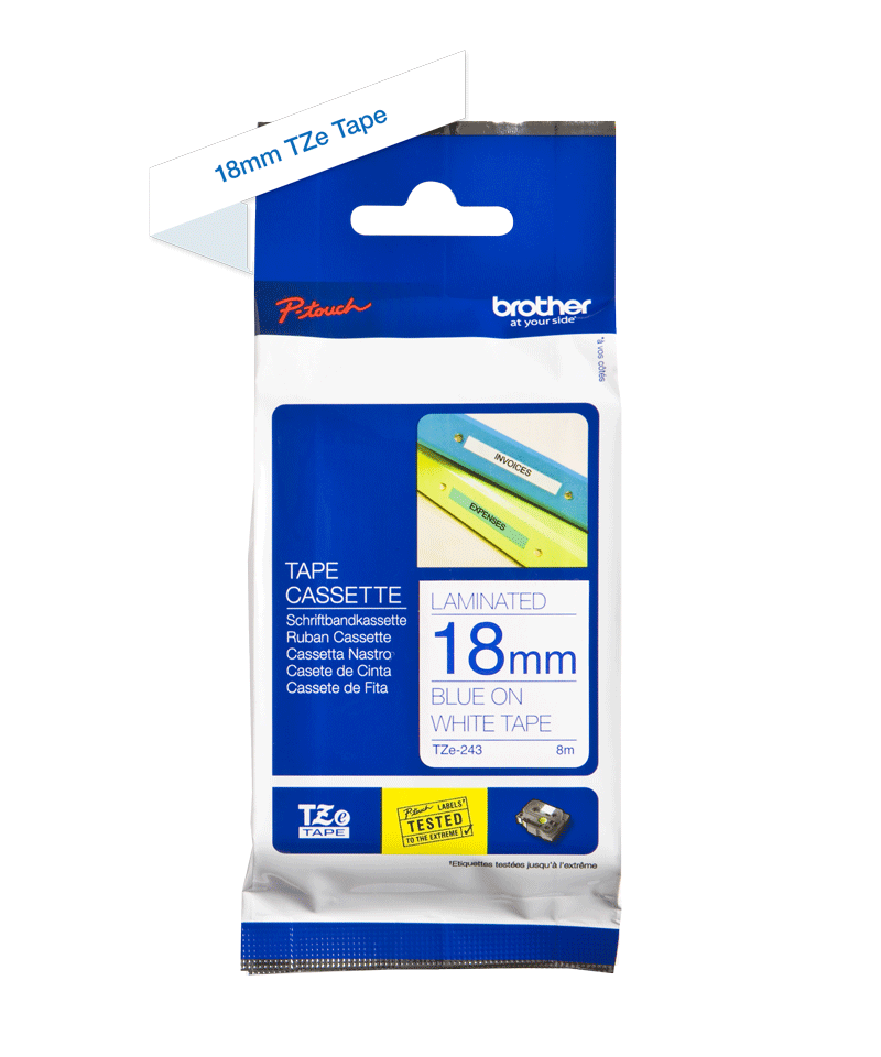 TZe-243 18mm Cyan on White Laminated Label - 2