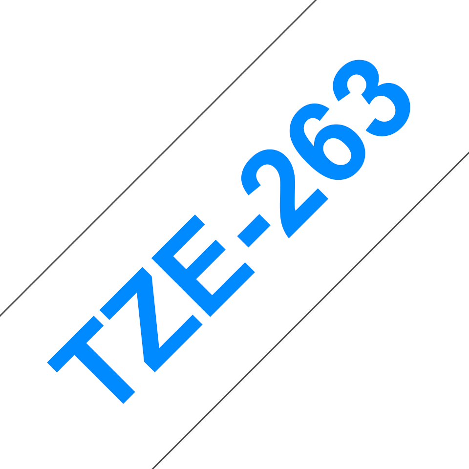 TZe-263 36mm Cyan on White Laminated Label - 3
