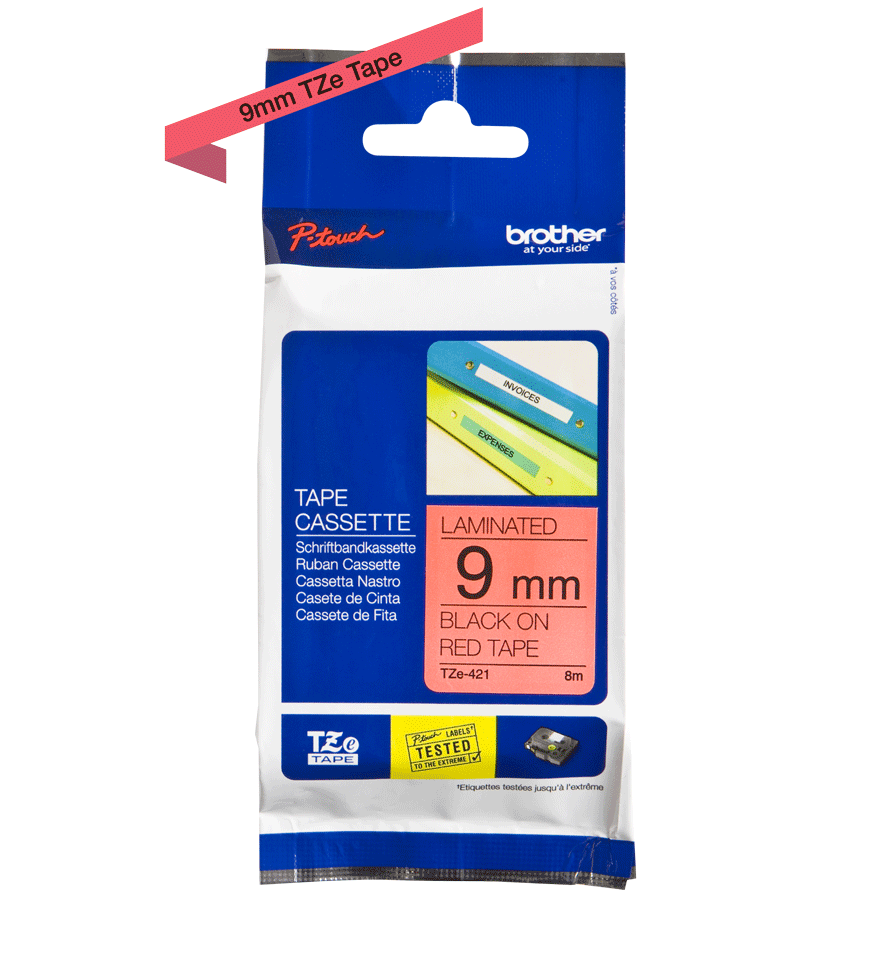 TZe-421 9mm Black on Magenta Laminated Label - 2