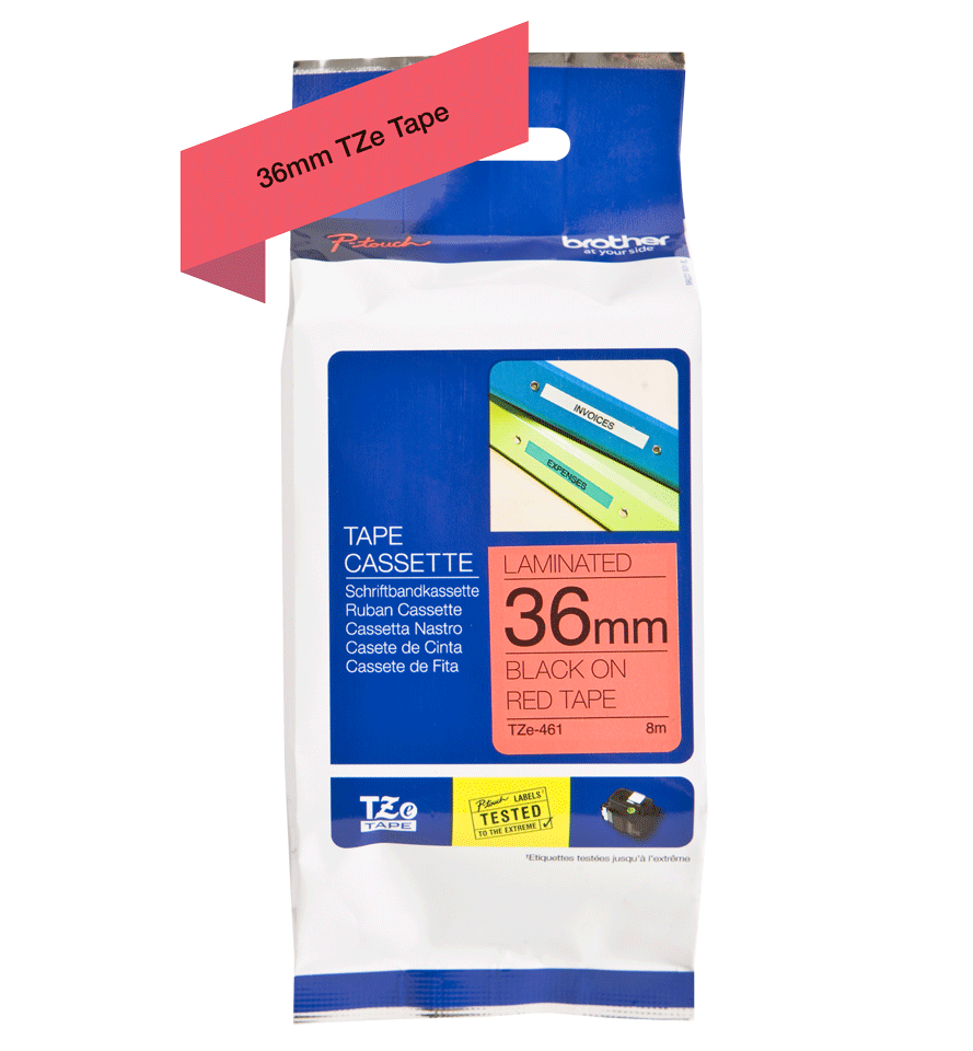 TZe-461 36mm Black on Magenta Laminated Label - 2