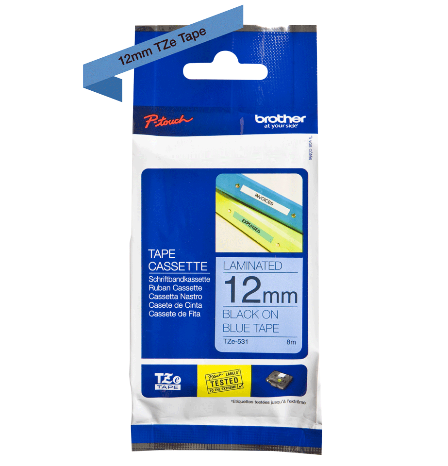 TZe-531 12mm Black on Cyan Laminated Label - 2