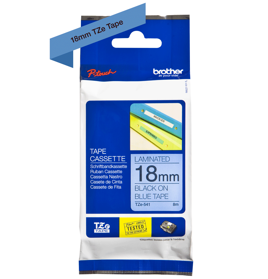 TZe-541 18mm Black on Cyan Laminated Label - 2