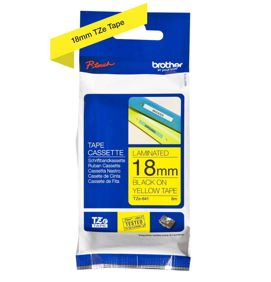 TZe-641 18mm Black on Yellow Laminated Label - 2