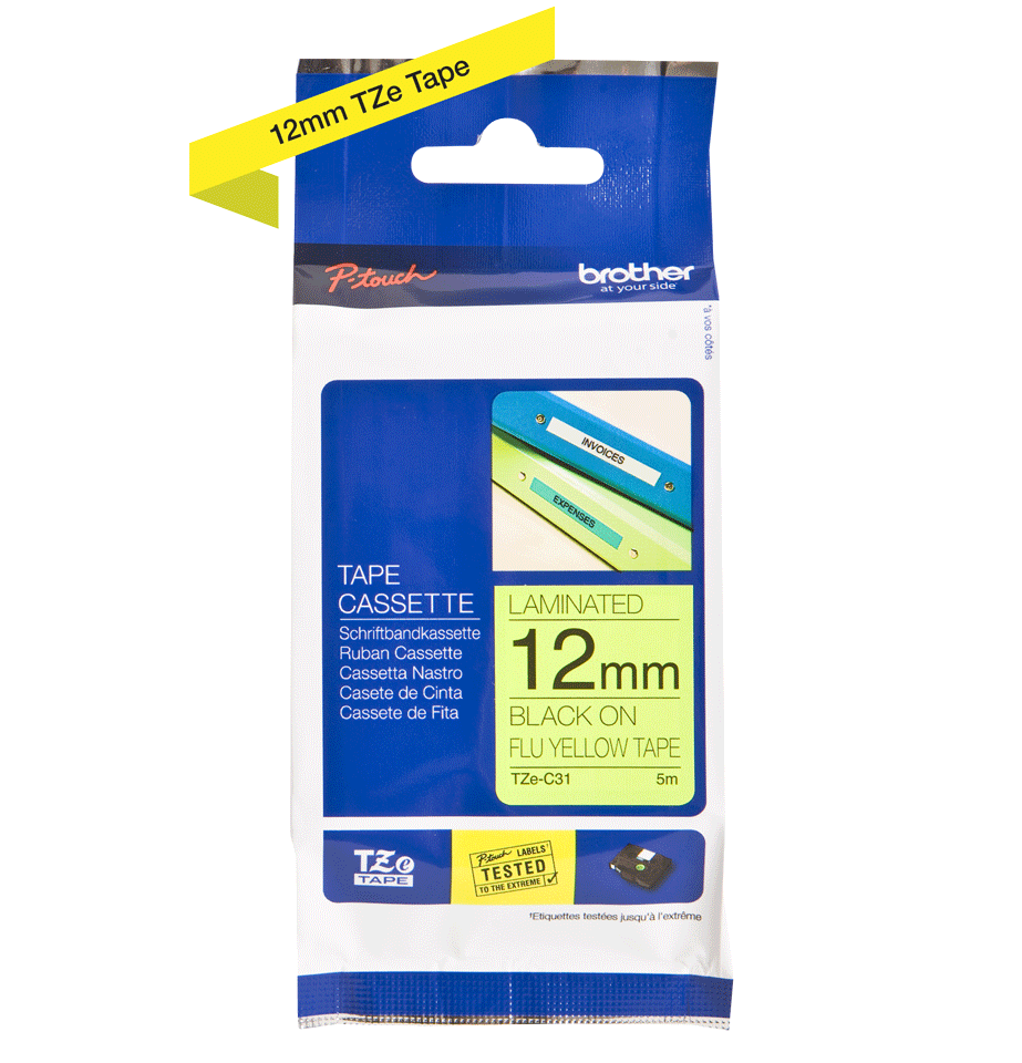 TZe-C31 12mm Black on Orange Laminated Label - 2