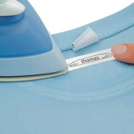 TZe-FAE3 12mm Fabric Label Cyan on Pink (TZe Tape) - 2