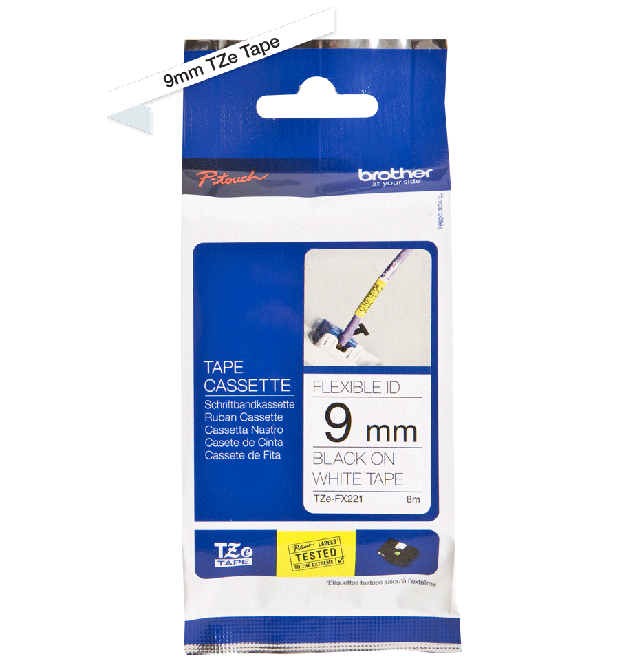 TZe-FX221 9mm Black on White Flexible Laminated Label - 2