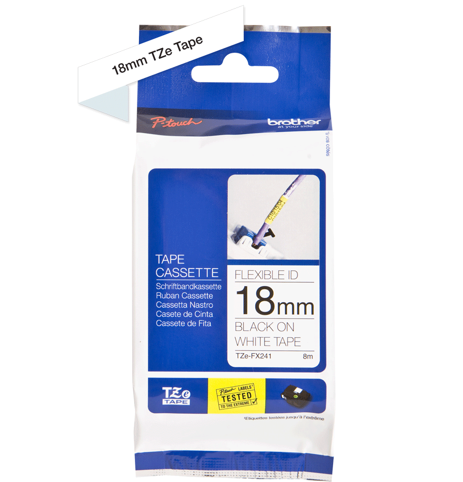 TZe-FX241 18mm Black on White Flexible Label - 2