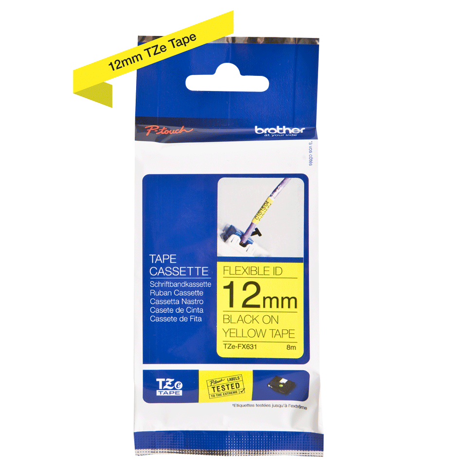 TZe-FX631 12mm Black on Yellow Flexible Label - 2