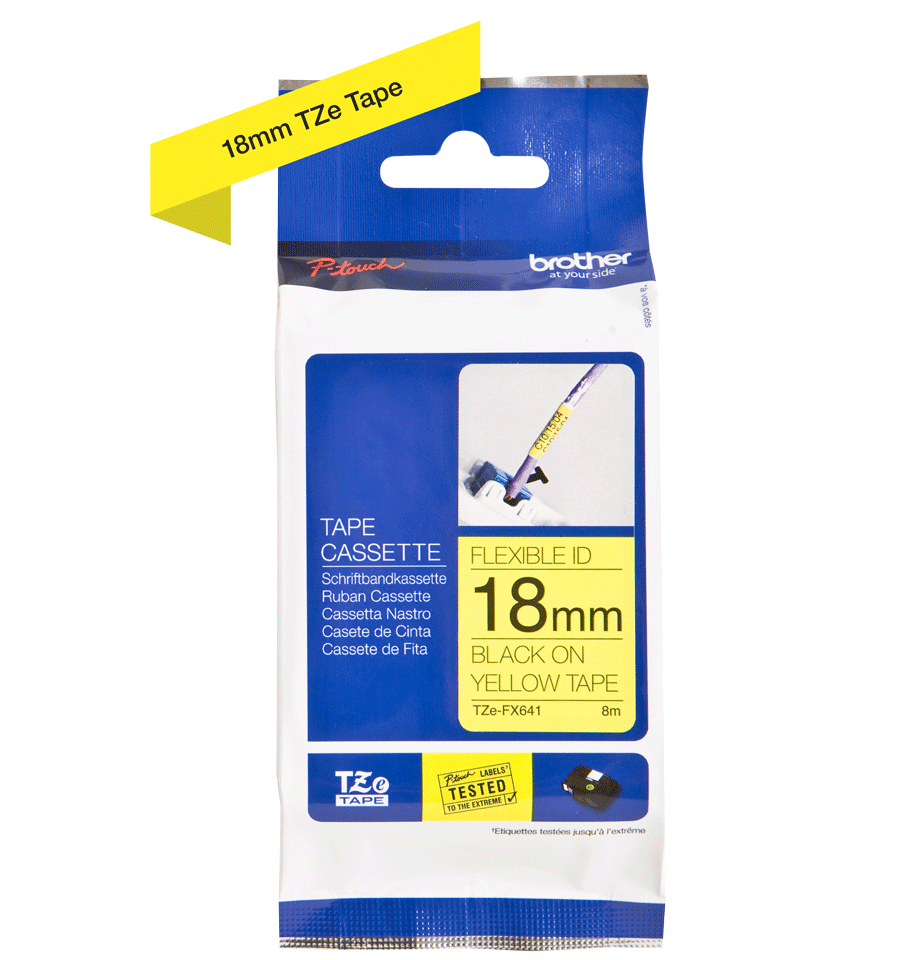 TZe-FX641 18mm Black on Yellow Flexible Laminated Label - 2