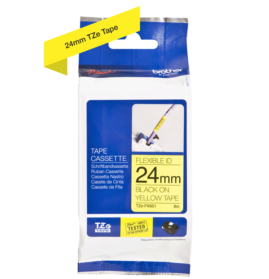 TZe-FX651 24mm Black on Yellow Flexible Label - 2