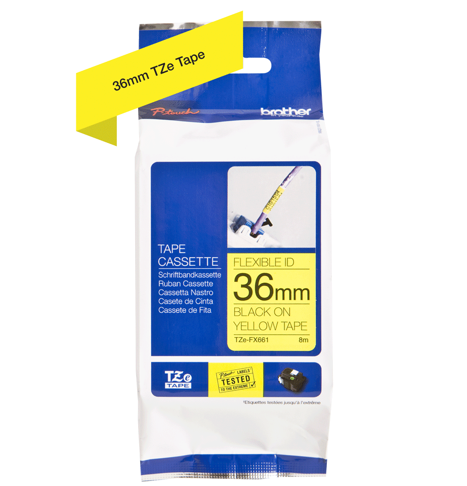 TZe-FX661 36mm Black on Yellow Flexible Laminated Label - 2