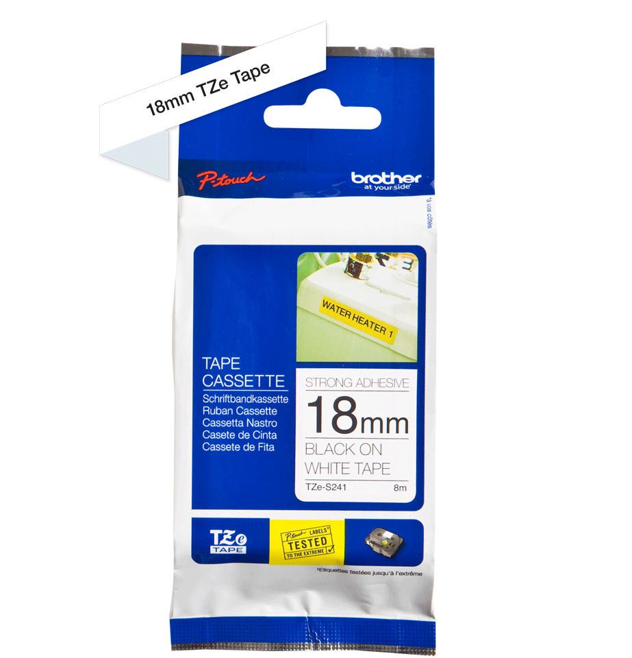 TZe-S241 18mm Black on White Strong Adhesive Label - 2