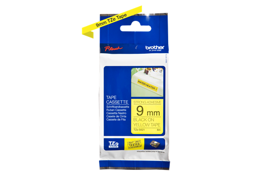 TZe-S621 9mm Black on Yellow Strong Adhesive Label - 2
