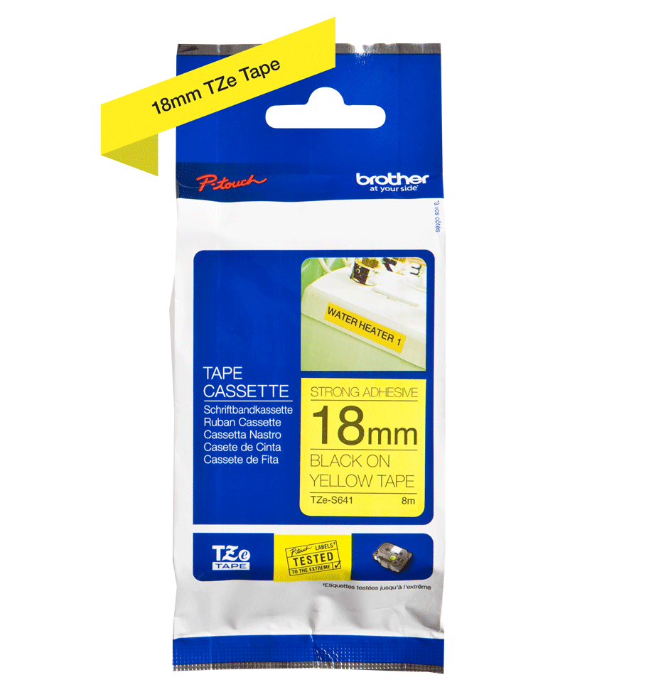TZe-S641 18mm Black on Yellow Laminated Extra Strong Label - 2
