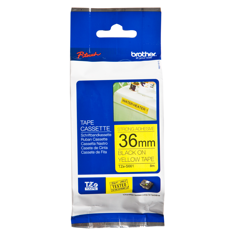 TZe-S661 36mm Black on Yellow Strong Adhesive Label - 2